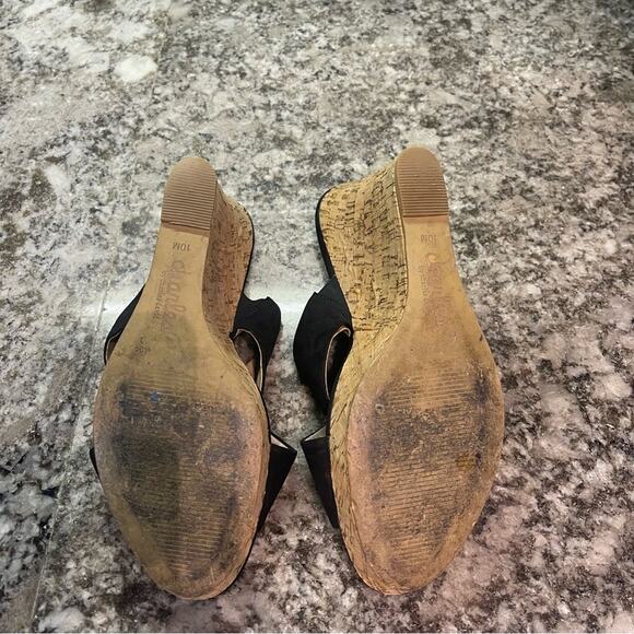 Women's Latrice Wedge Mule Sandal - Charles David - Black and cork - Picture 6 of 10